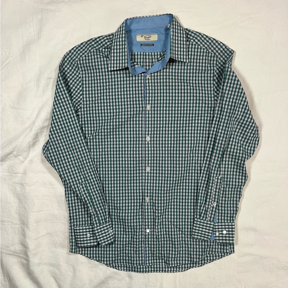 Original Penguin by Munsingwear Green Plaid Button Down Shirt Heritage Slim Fit